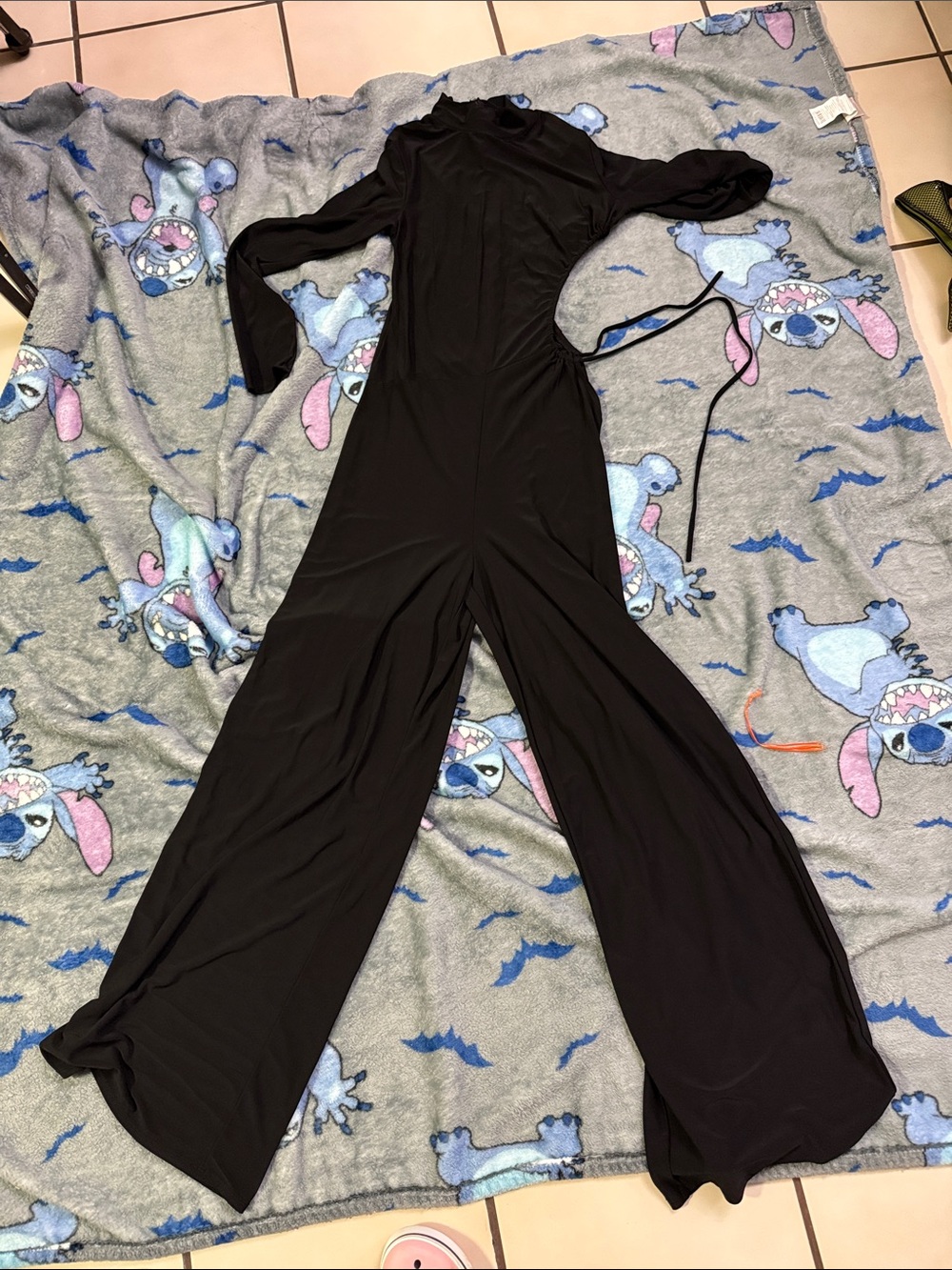 Fashion Nova Black Long-Sleeve Wide-Leg Jumpsuit